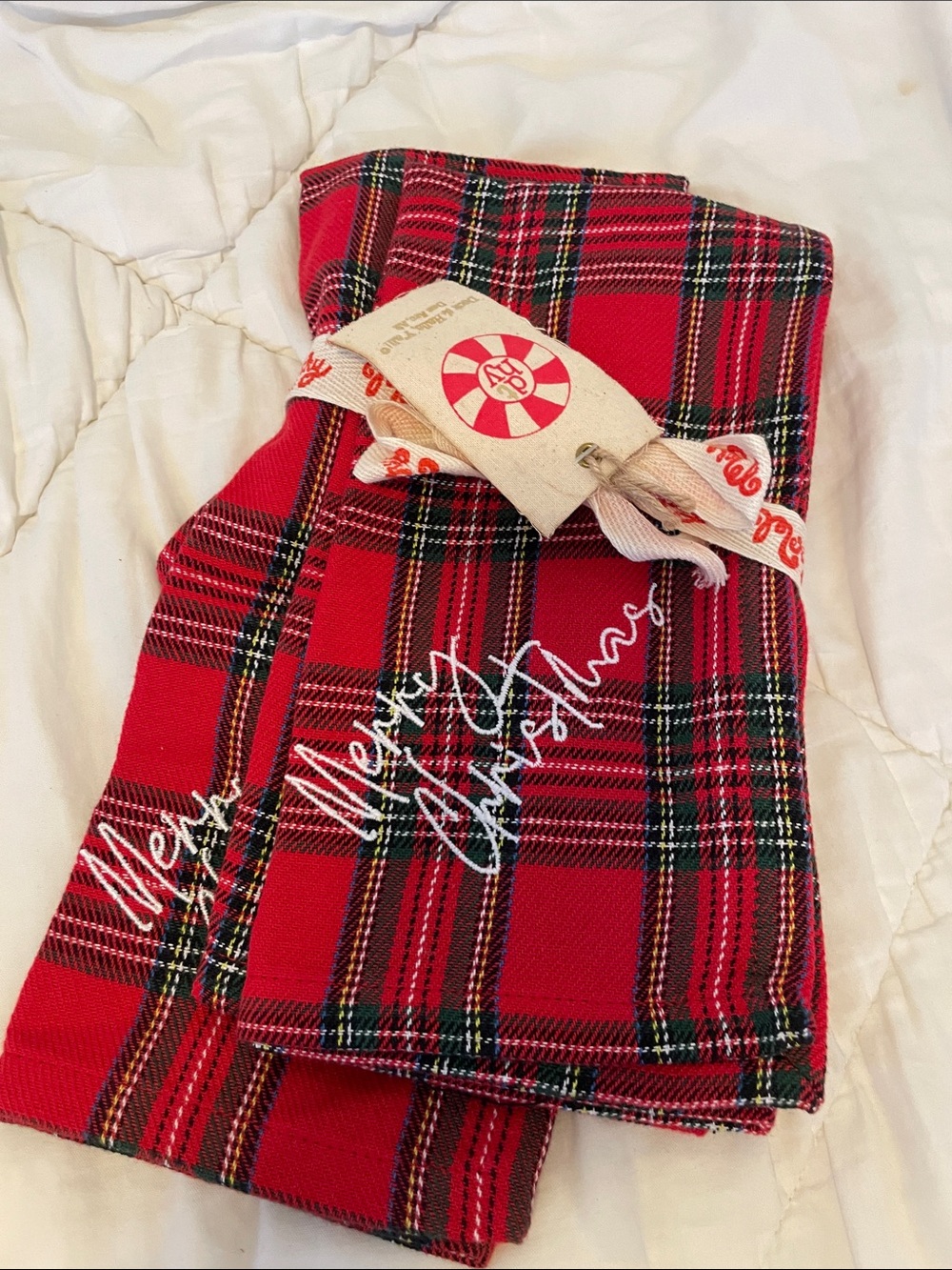 Set of Two Plaid Christmas Tea Towels